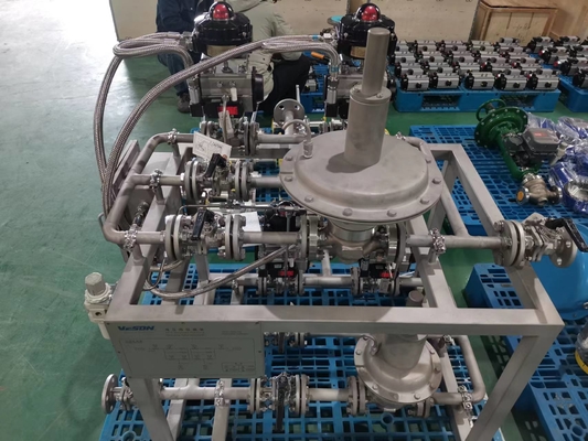 Автоматизированное изготовленное на заказ установленное скидом подвергает коллекторы механической обработке регулируя клапанов подготовки воздуха