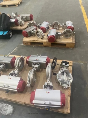 Пневматический дисковый затвор с ушками, уплотнение EPDM, среднее давление